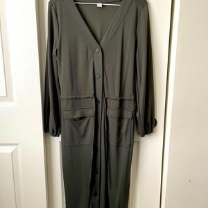Olive Tie Midi Dress